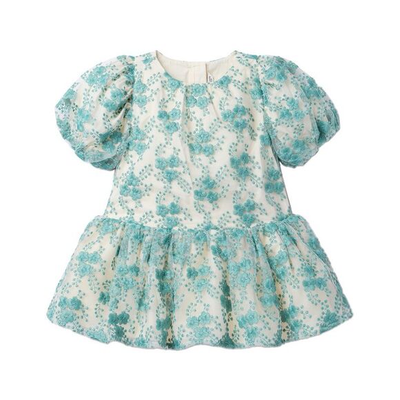 Janie And Jack Girls Floral Fte Dress, Blue - mordernwear.com